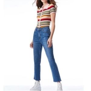 Alice & Olivia Liza Mid Rise Straight Ankle Jean in Best Intentions